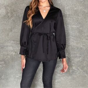 196 - Black Wrap Blouse